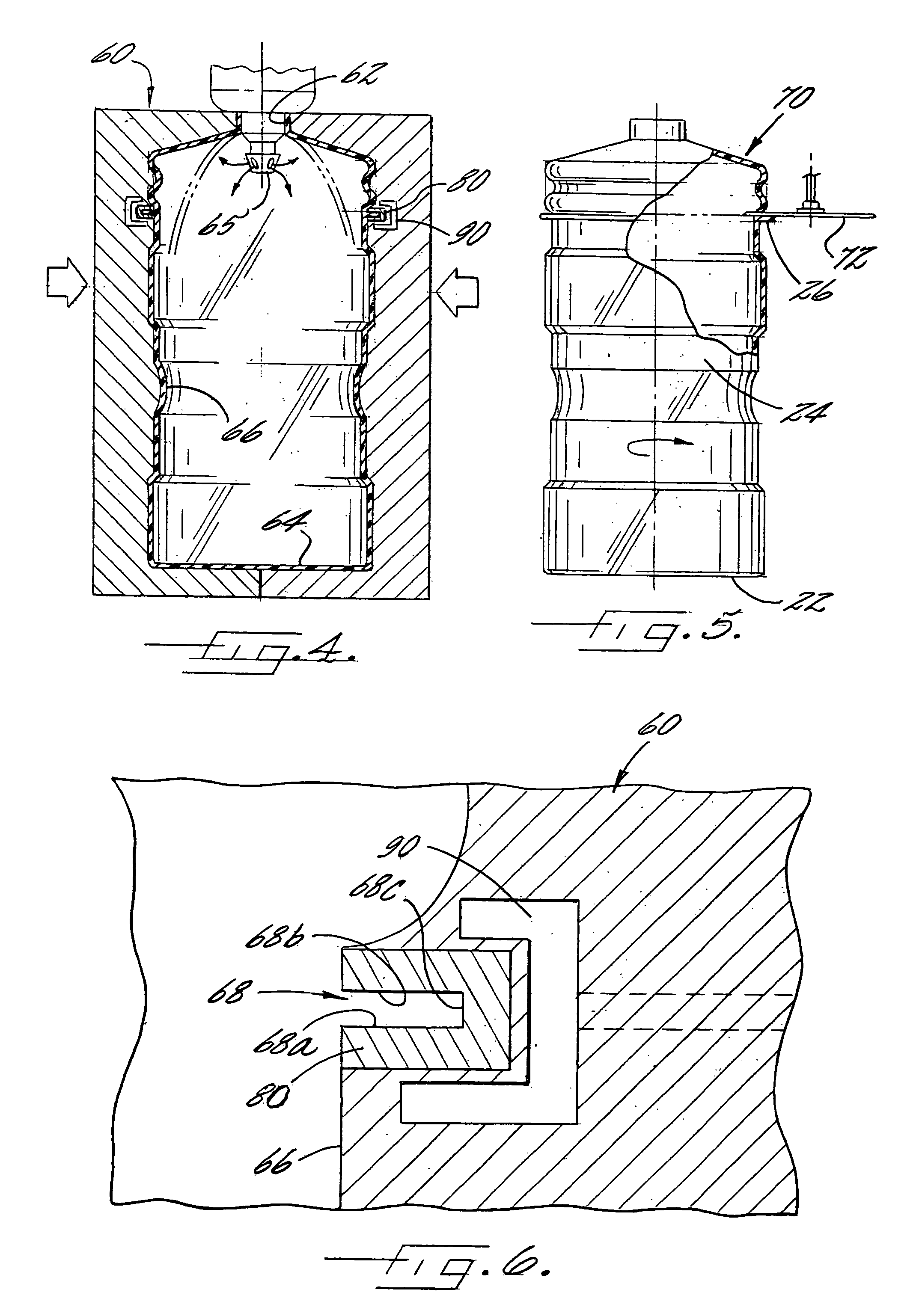 Method and apparatus for blow-molding an article having a solid radially outwardly projecting flange