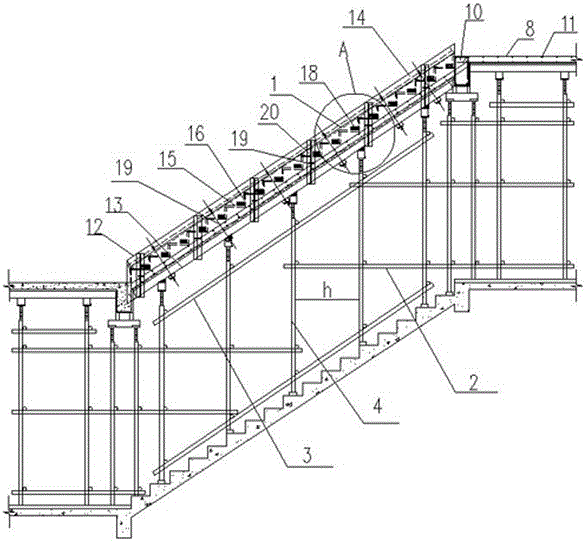 Formwork structure for sealing of cast-in-situ stairs and reversed concrete pouring construction method of formwork structure