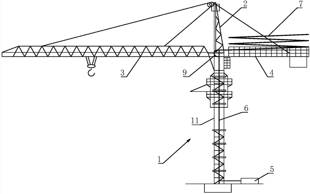 Tower crane type concrete delivery device