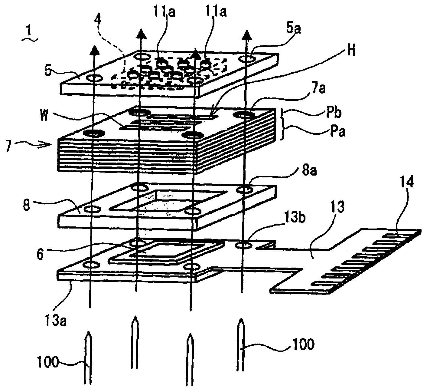 Compound-eye imaging device having a light shielding block with a stack of multiple flat unit plates