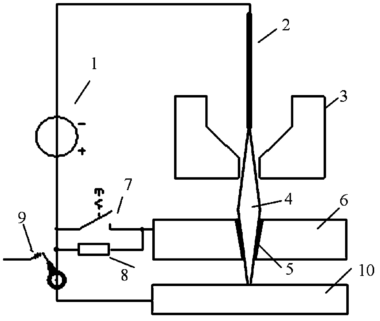 Plasma arc method for perforating key hole by current