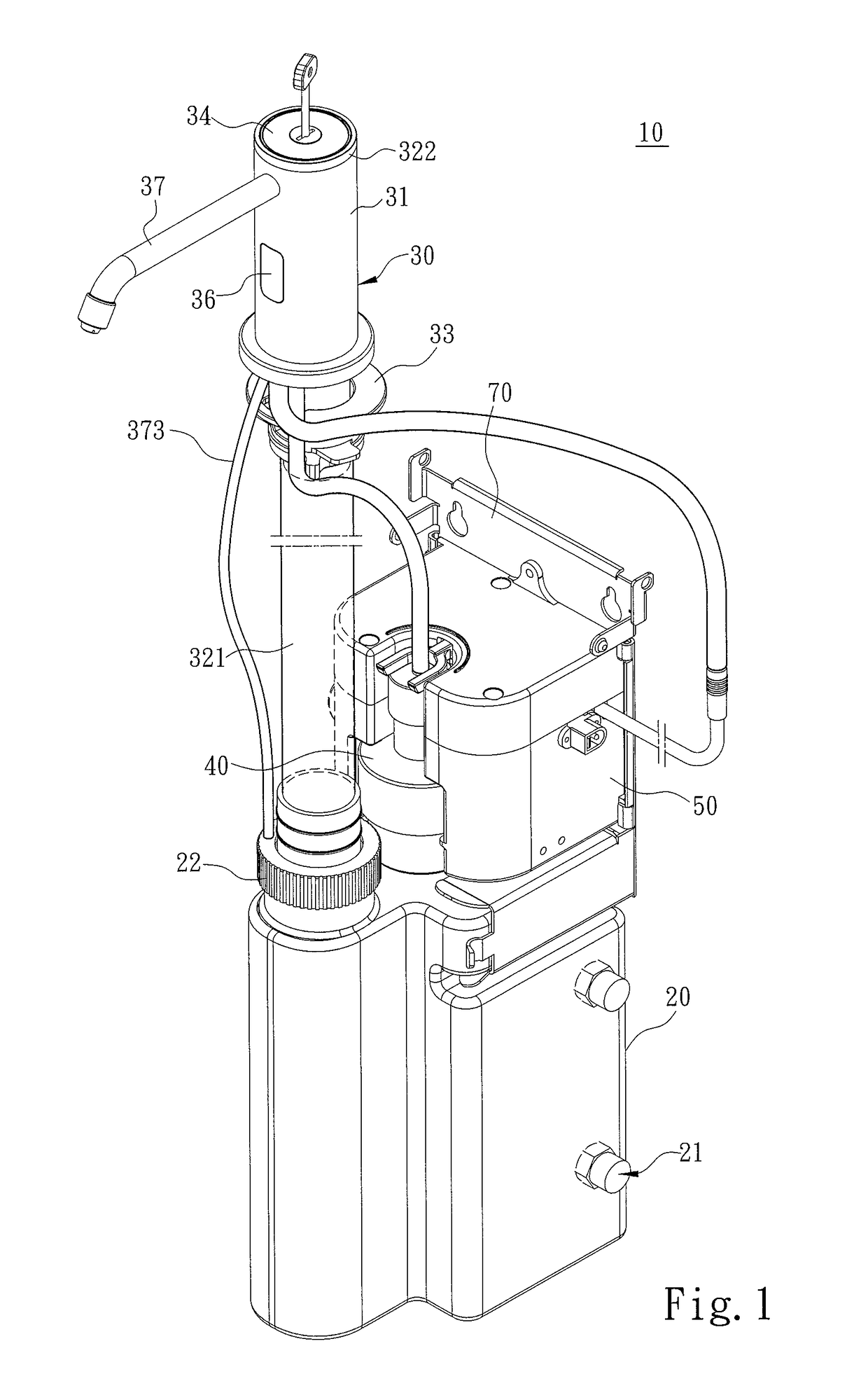 Mesa-type soap dispensing device having soap replenishing notification function