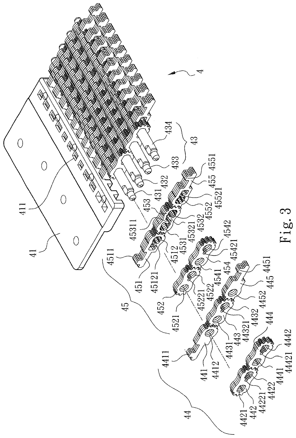 Rotary shaft link assembly structure