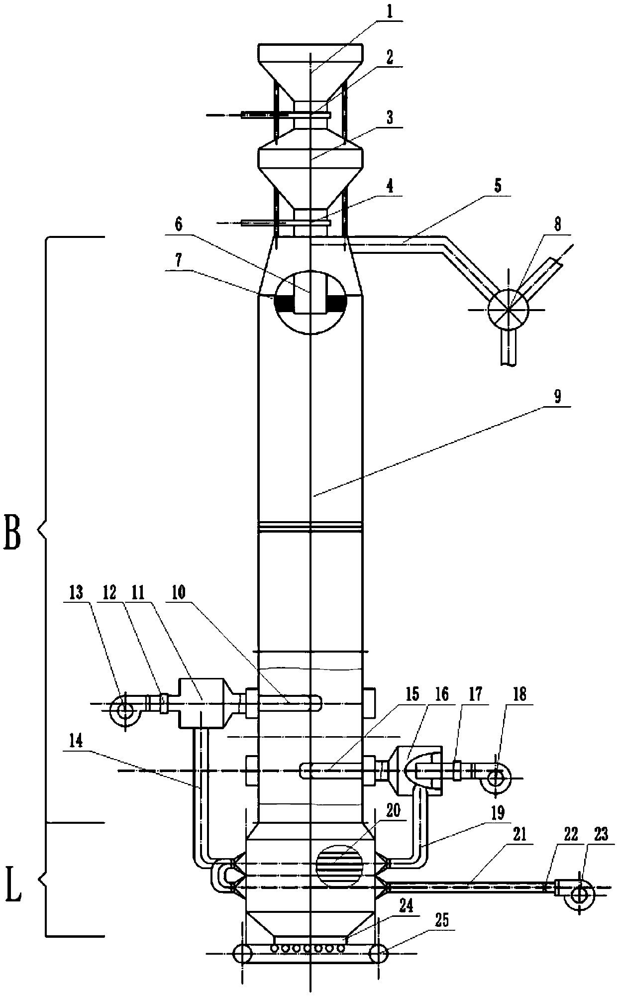 Novel aluminium oxide vertical activation roasting device and roasting method