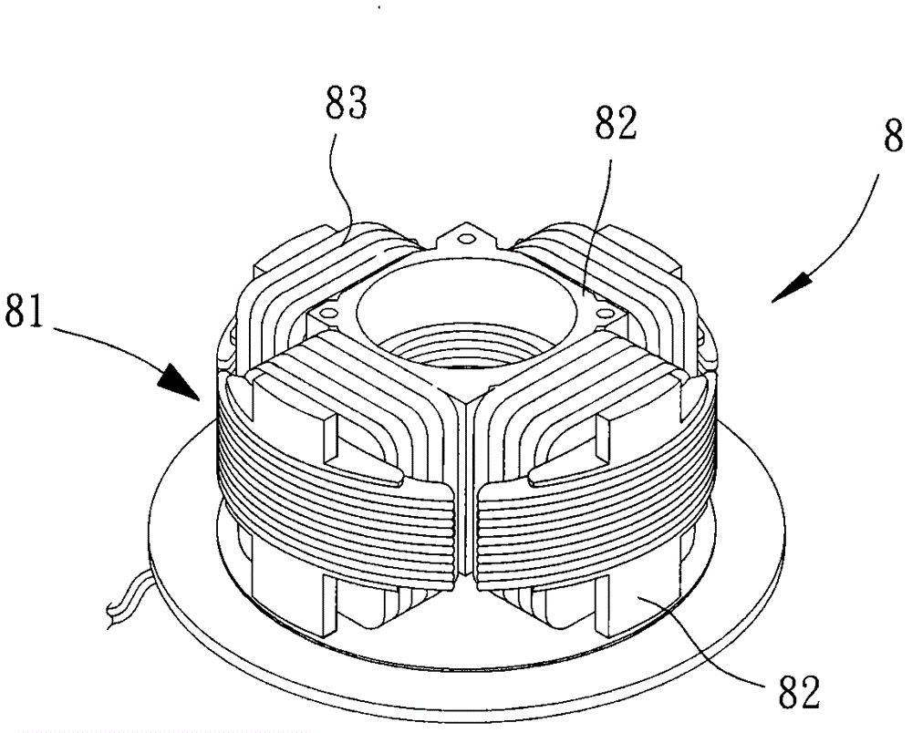 Motor and stator coil assembly and cooling fan thereof