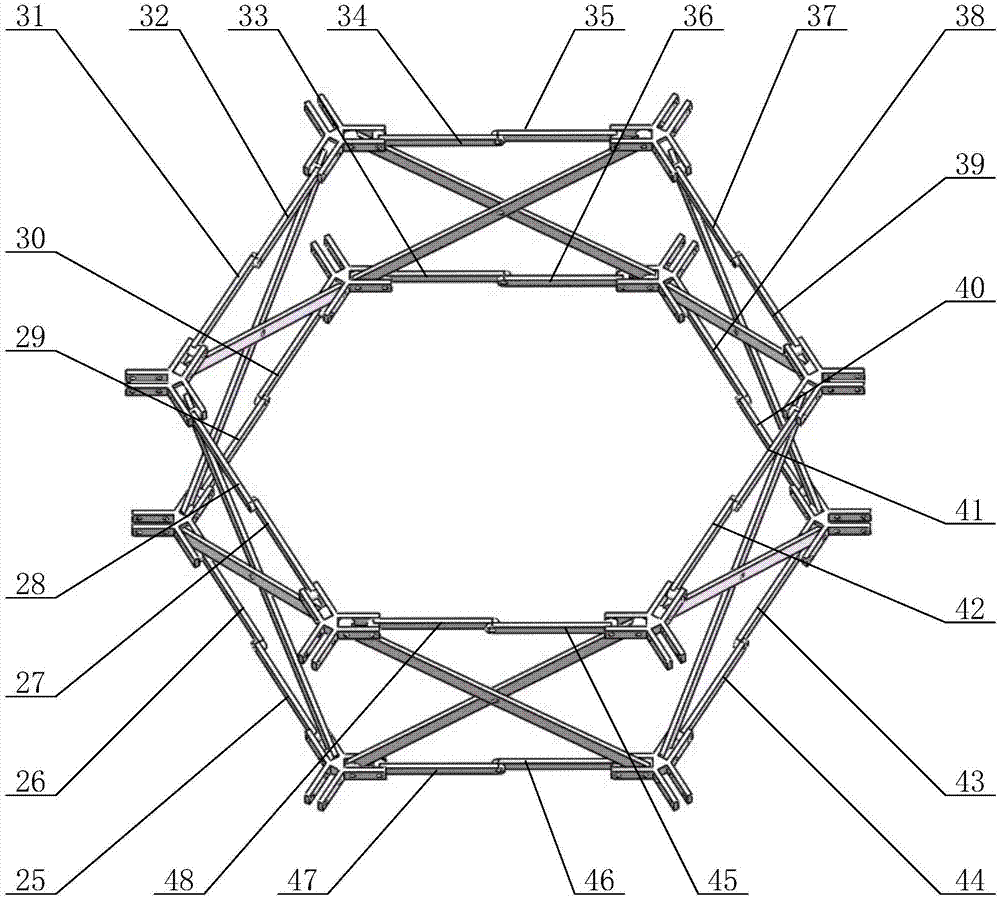 Scissors type hexagonal-prism-shaped extensible unit and space extensible mechanism formed by same