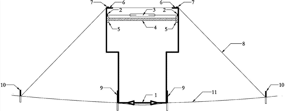 Inserted convex integral central drainage ditch device in road tunnel