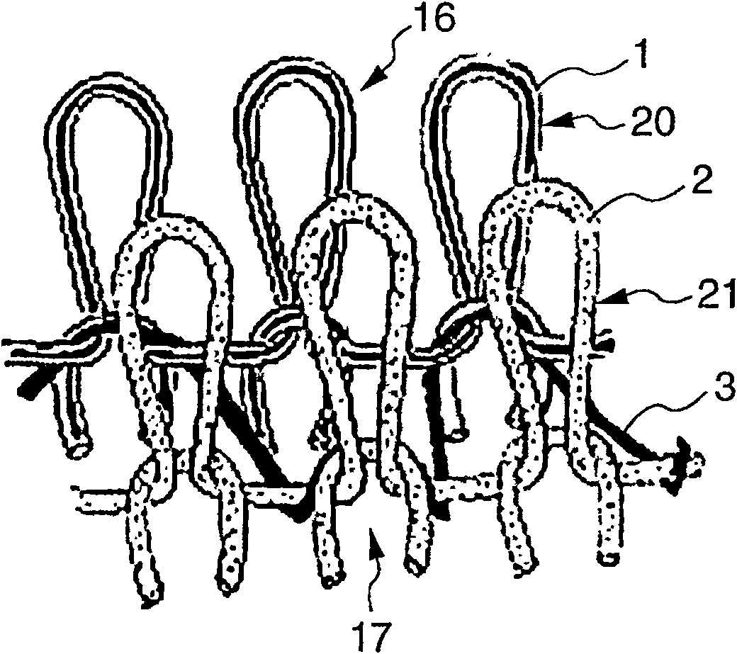 Elastic knitting fabric having multilayer structure and method for producing the fabric