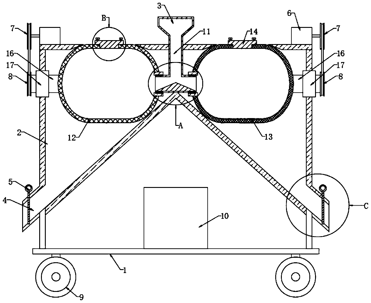 Sand sieving device for civil engineering