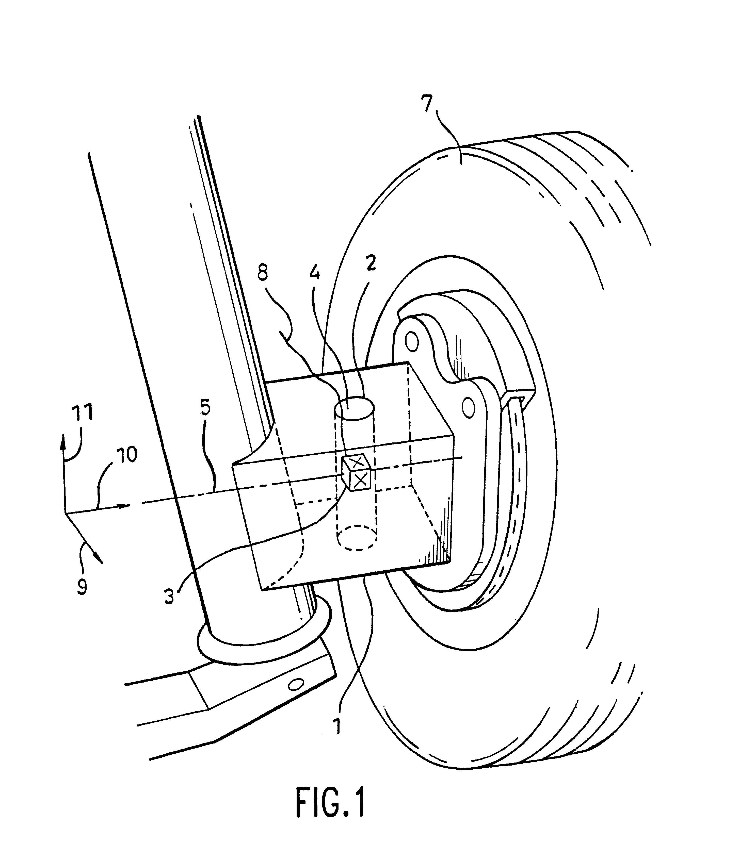 Device including a stress detection sensor for measuring action force of a wheel