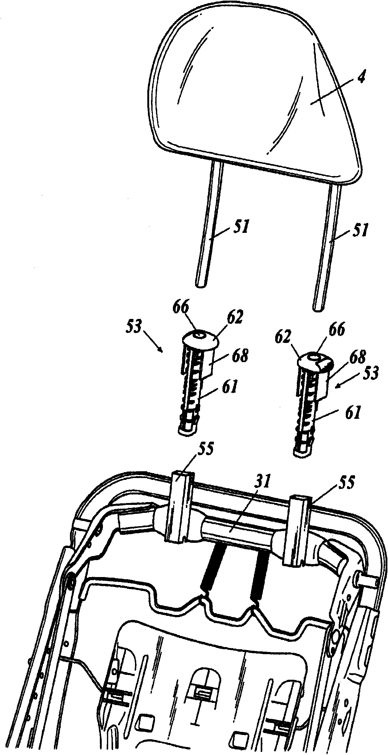 Headrest support structure