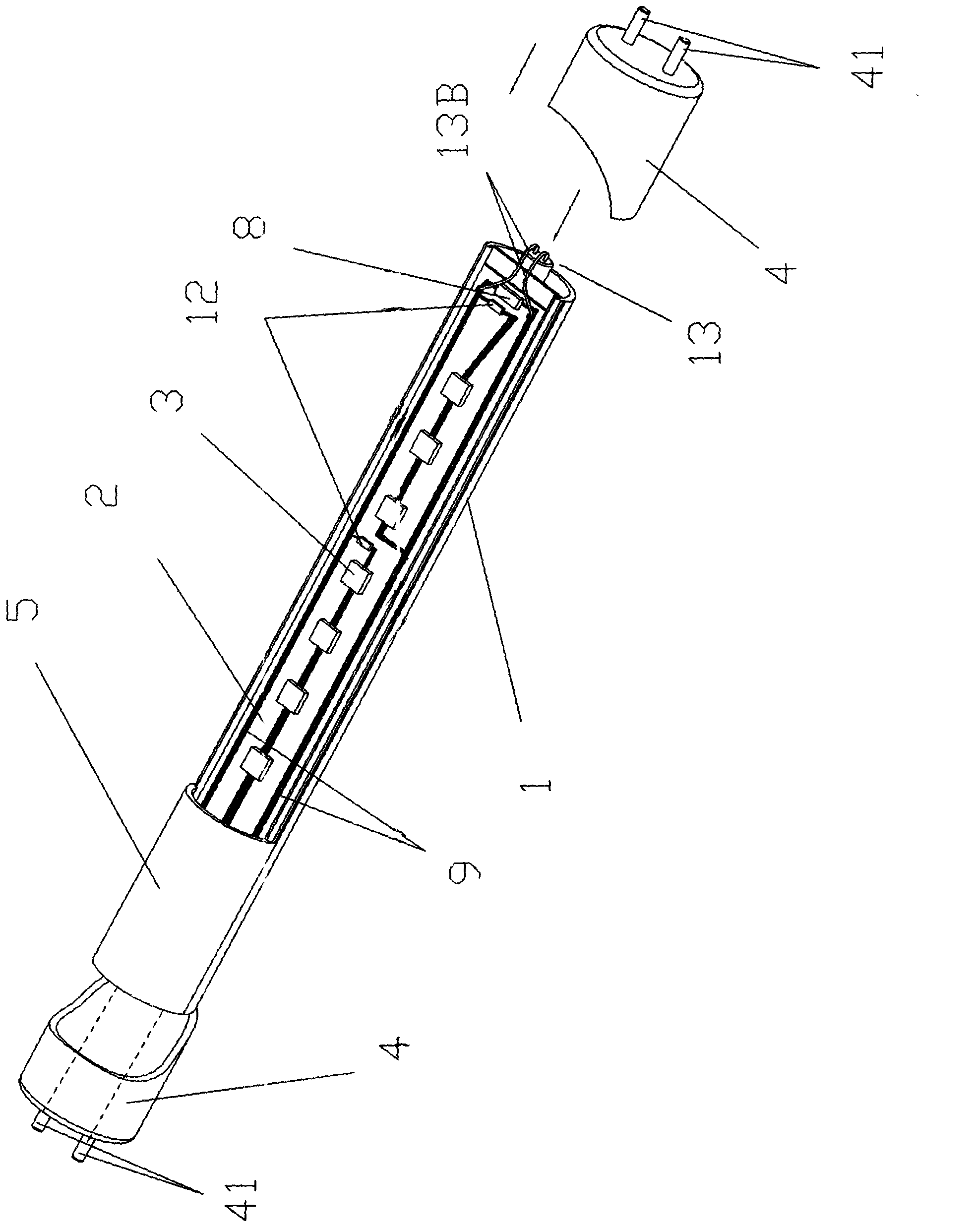LED fluorescent tube with modified structure