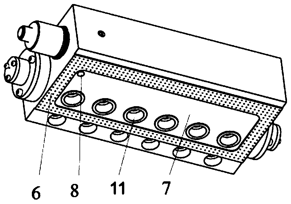 Two-cavity closed type liquid static pressing guiding rail sliding block module