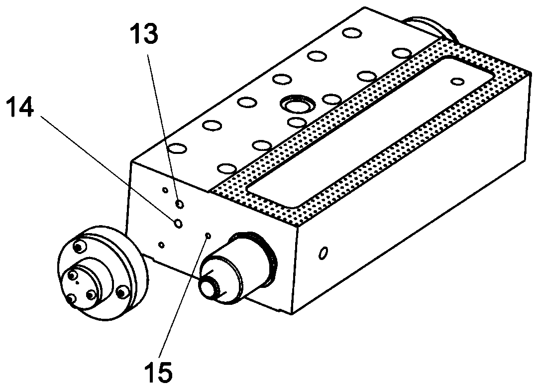 Two-cavity closed type liquid static pressing guiding rail sliding block module