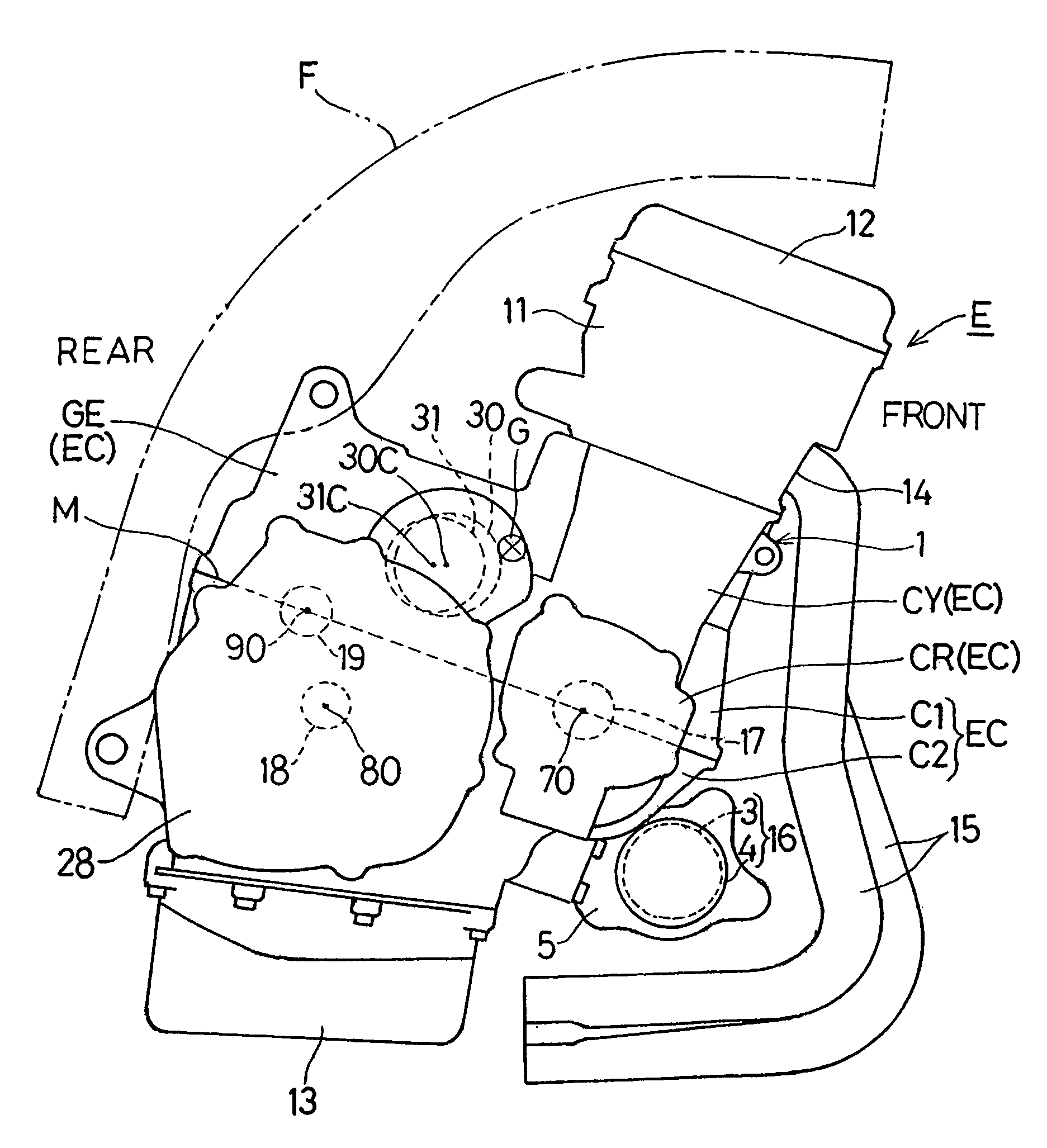 In-line multicylinder combustion engine