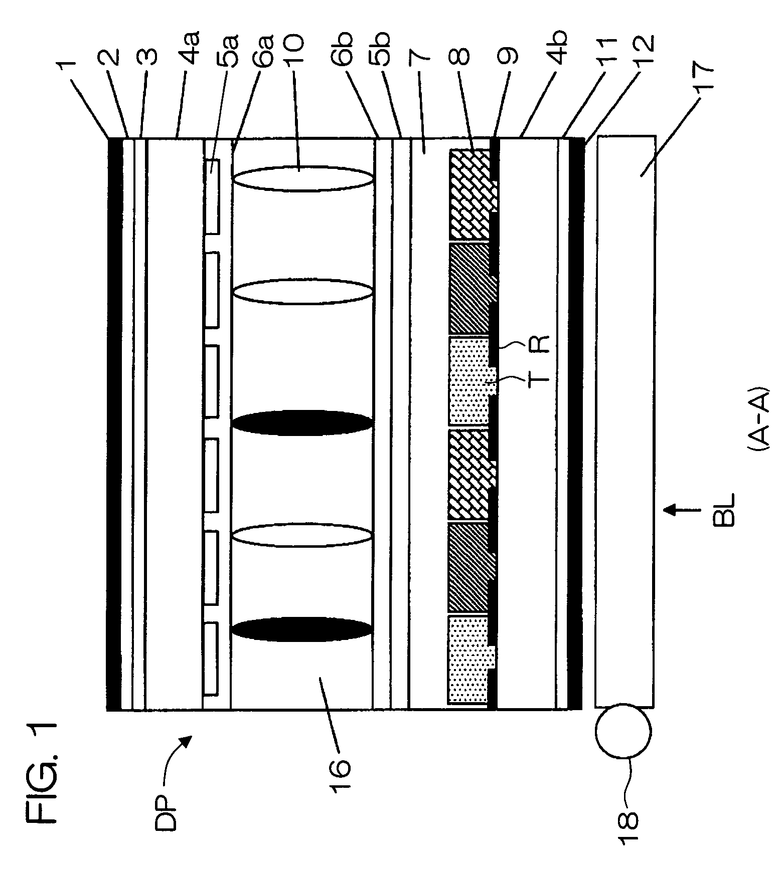 Liquid crystal display device having black and transparent spacers in the transmissive region