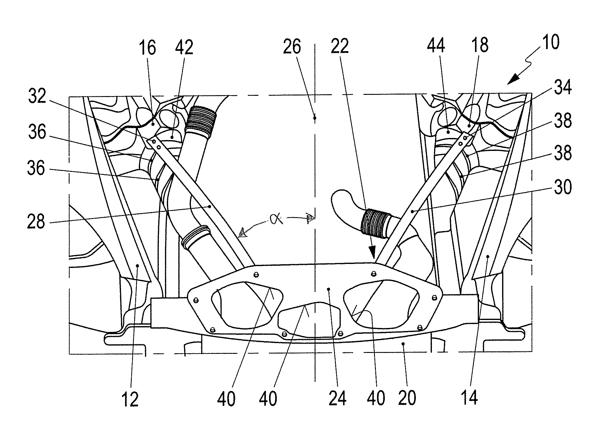 Stiffening arrangement for a forward structure of a motor vehicle