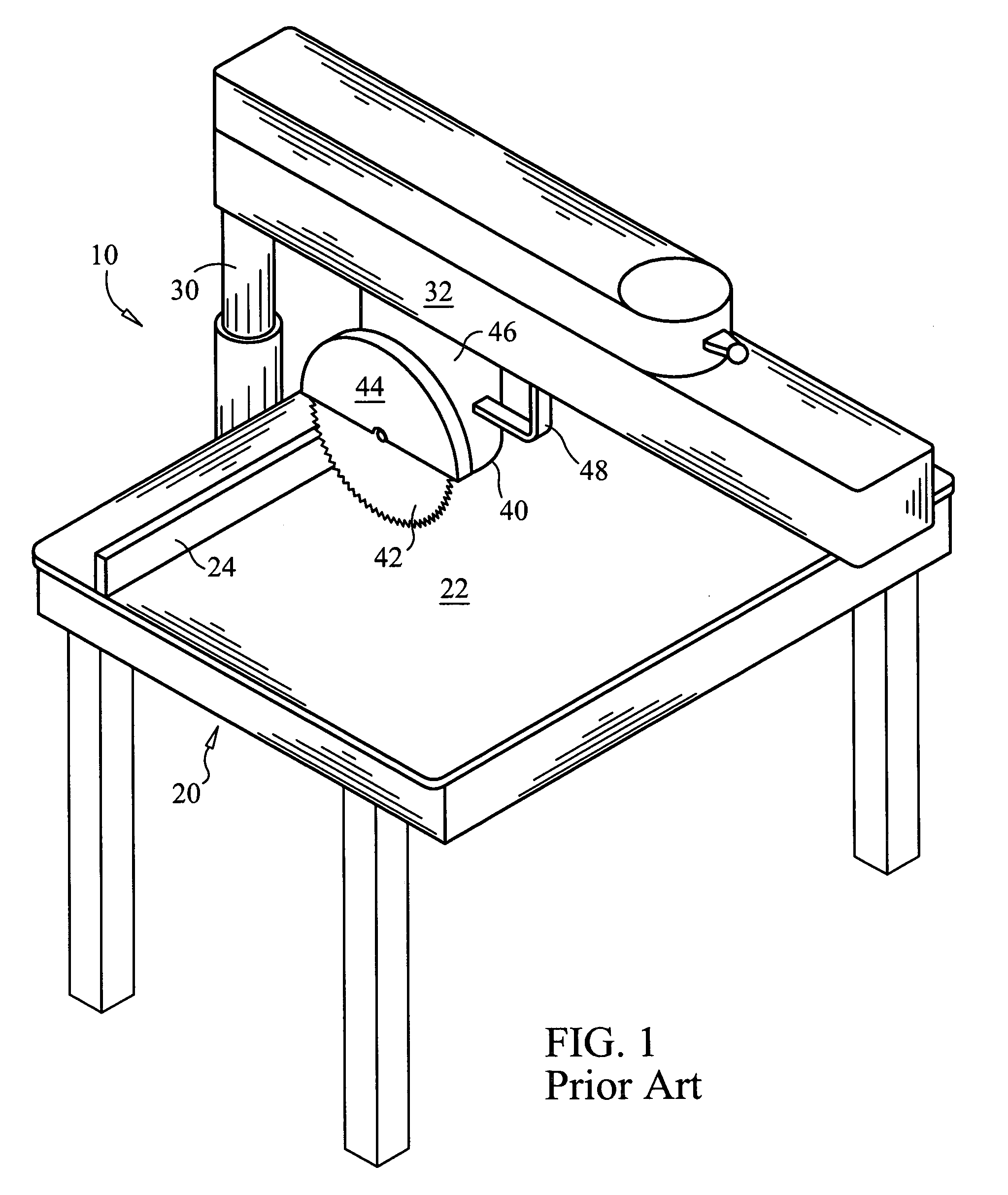 Radial arm saw safety top