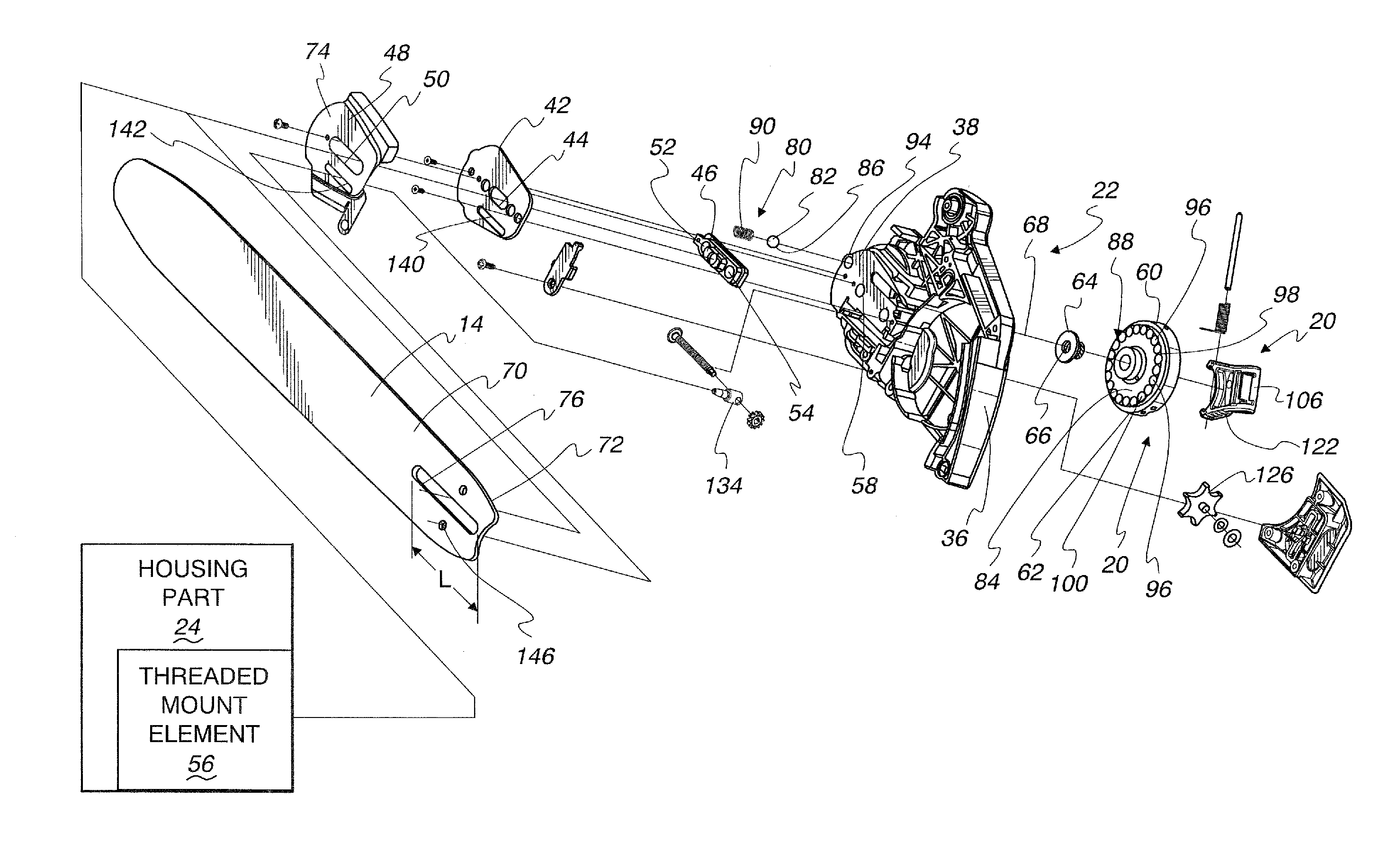 Chainsaw with cutting chain tensioner