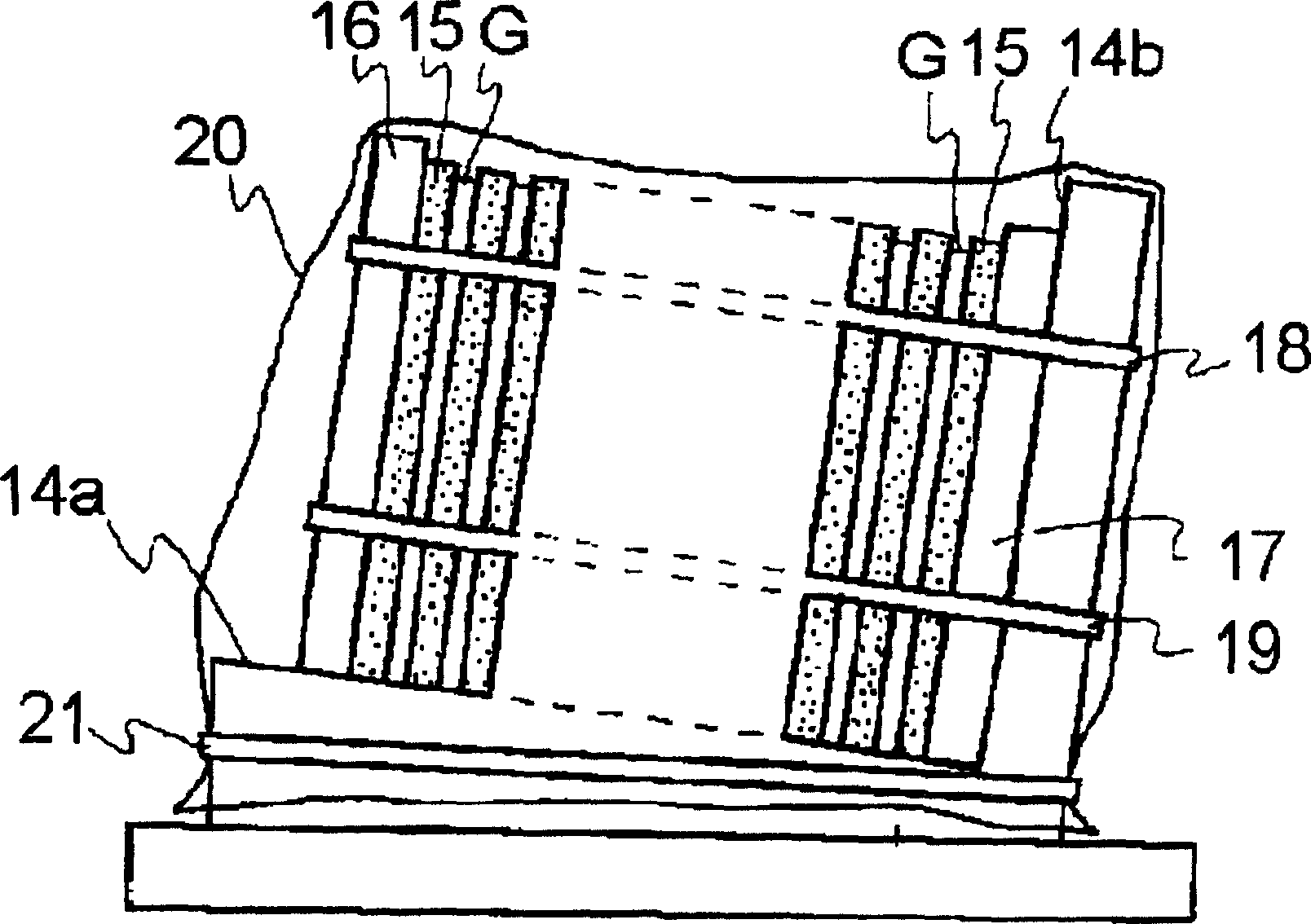 Packing container for flat display glass