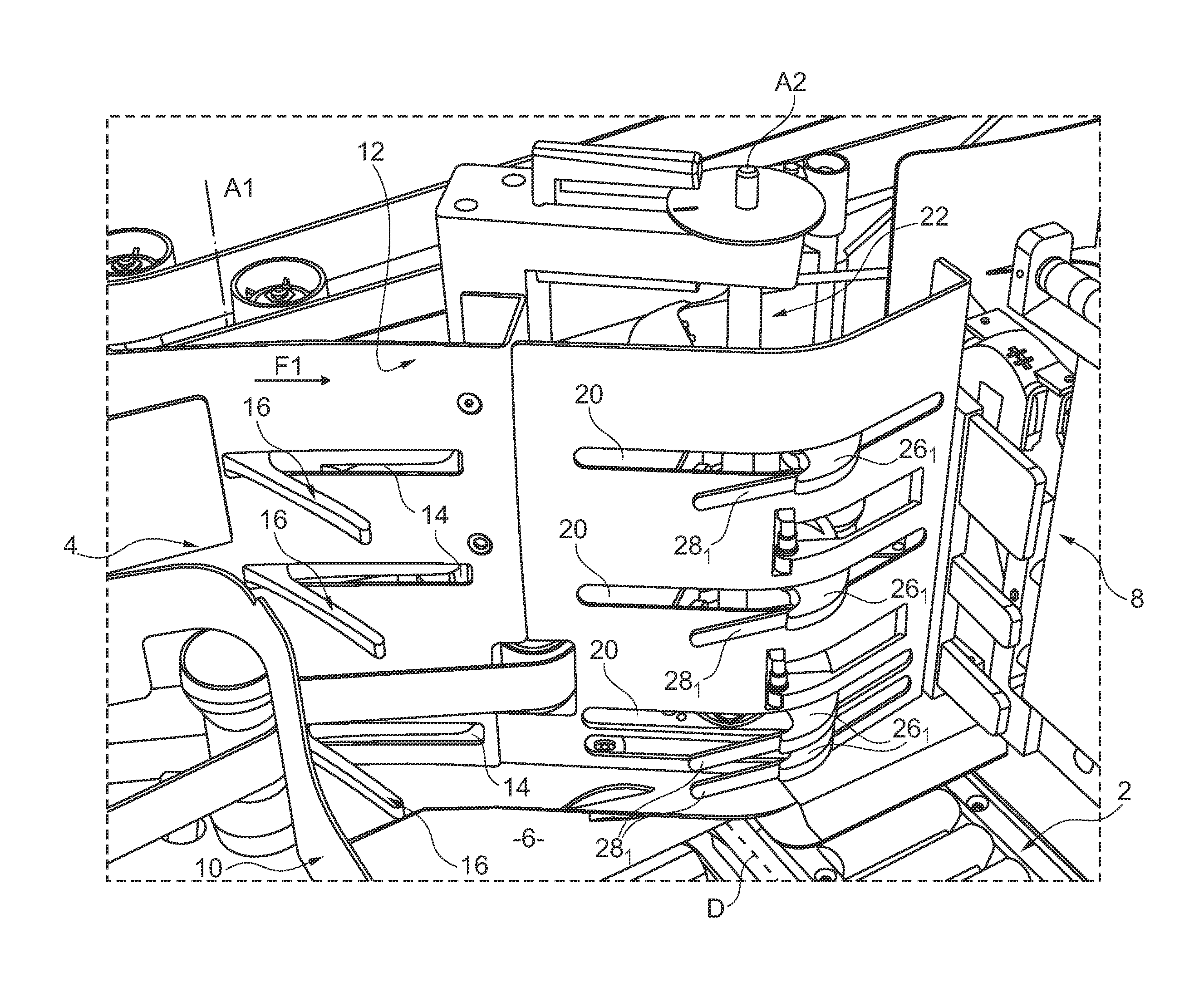 Device for stacking flat articles on edge and a postal sorting machine equipped with at least one such device