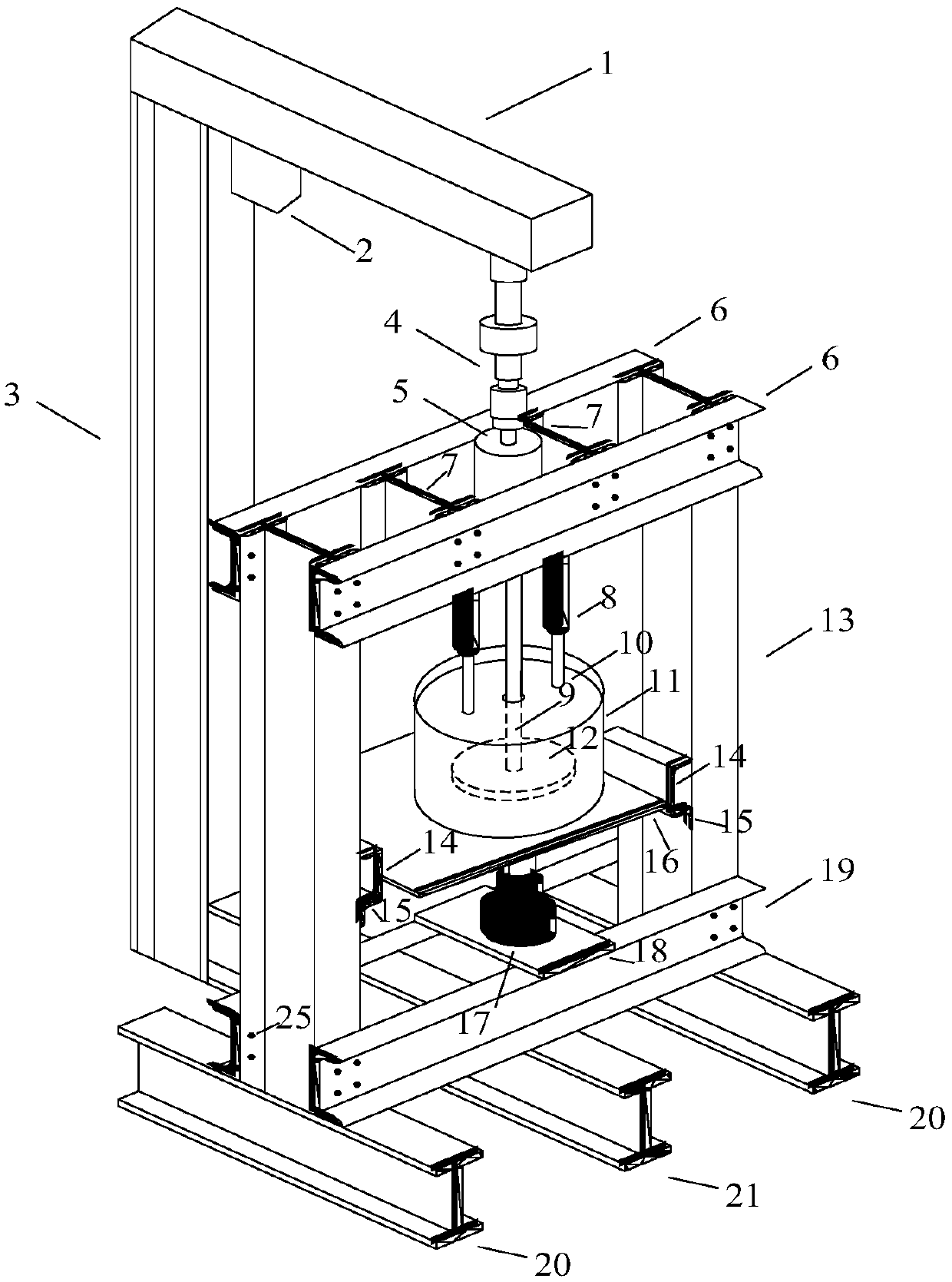 Testing device for testing shield cutter head-soil body intermediate lateral adhesion force