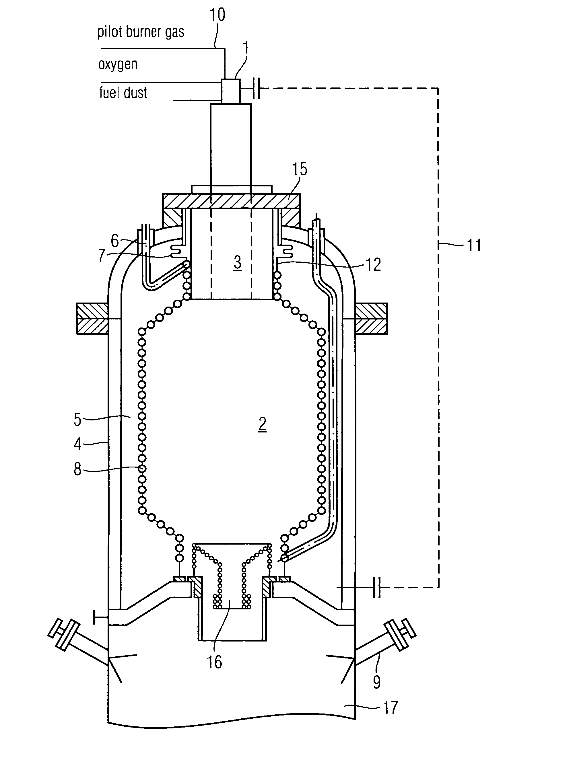 Entrained-flow gasifier with cooling screen and bellows compensator