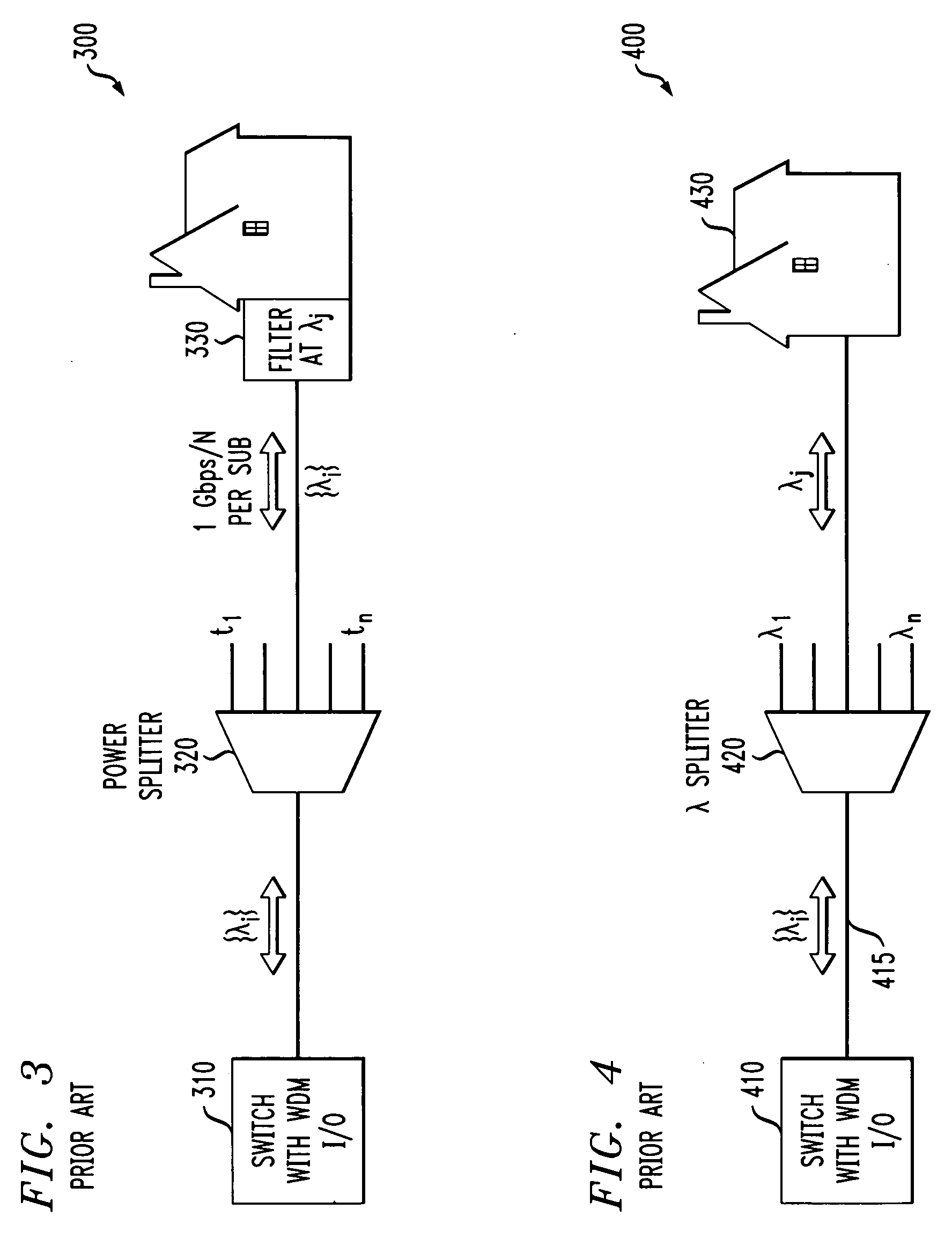 Method and apparatus for increasing downstream bandwidth of a passive optical network using integrated WDM/power spitting devices and tunable lasers