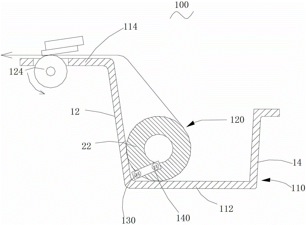 End-of-roll paper detection device, printing apparatus and detection method for end-of-roll paper