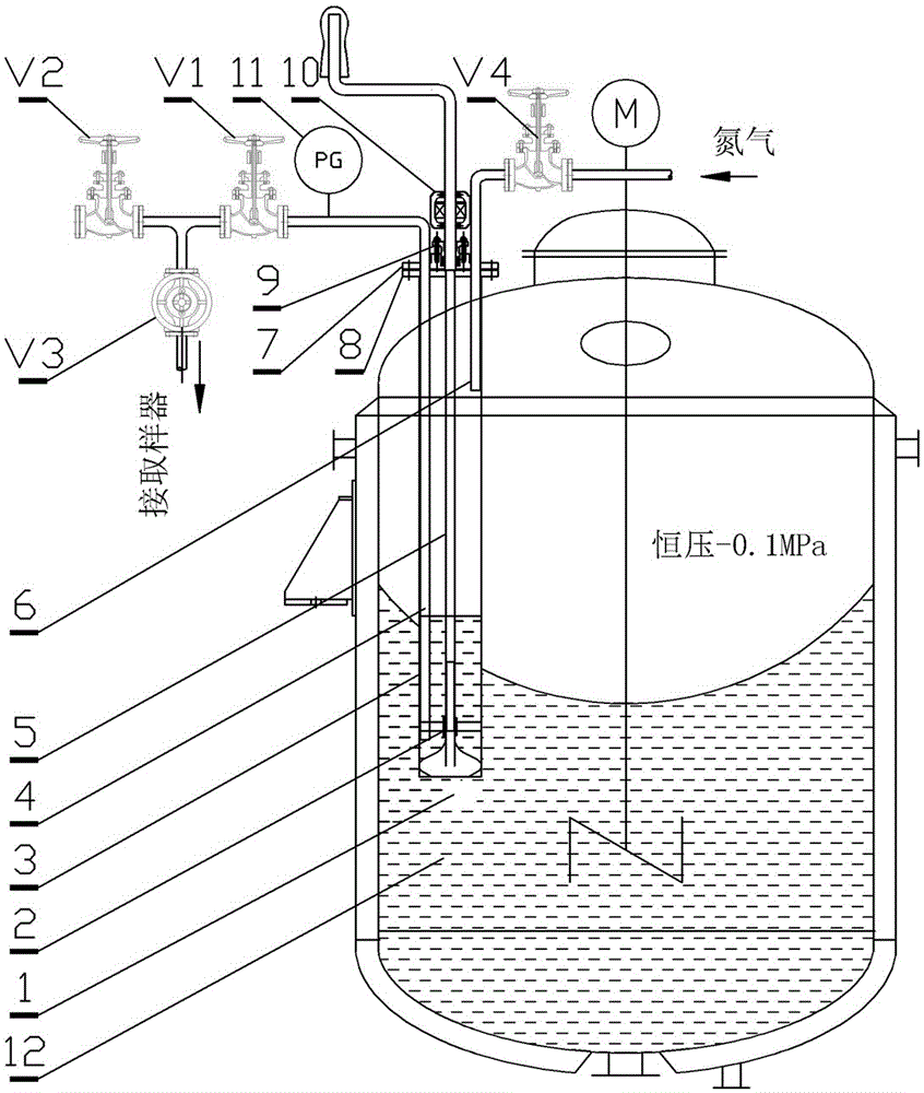 Vacuum sampling device and sampling method