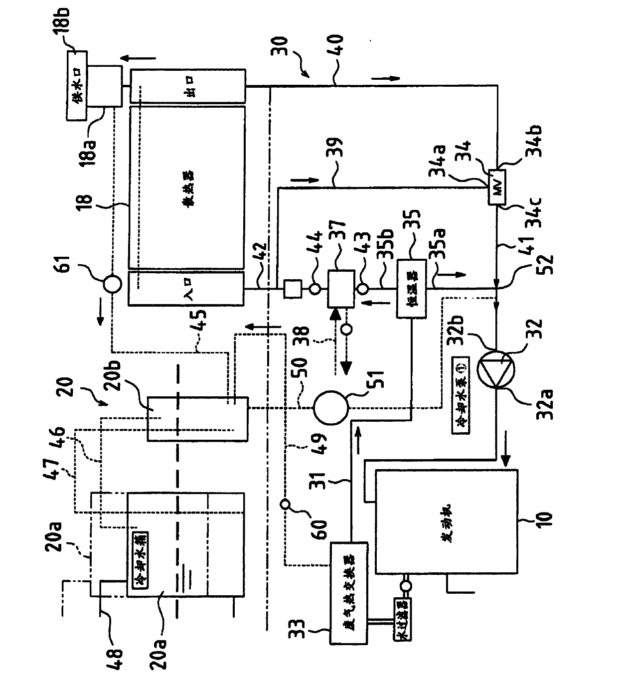 Cooling water circuit for stationary engine