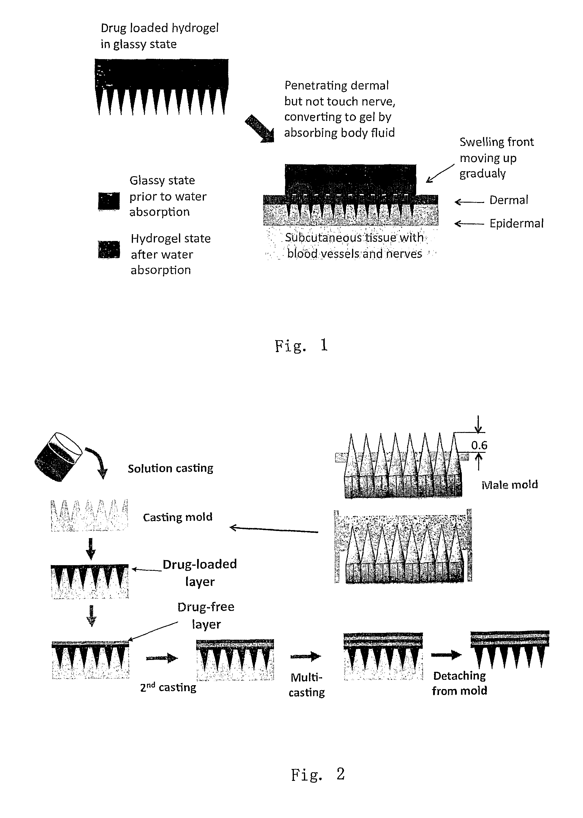 Phase-transition polymeric microneedles