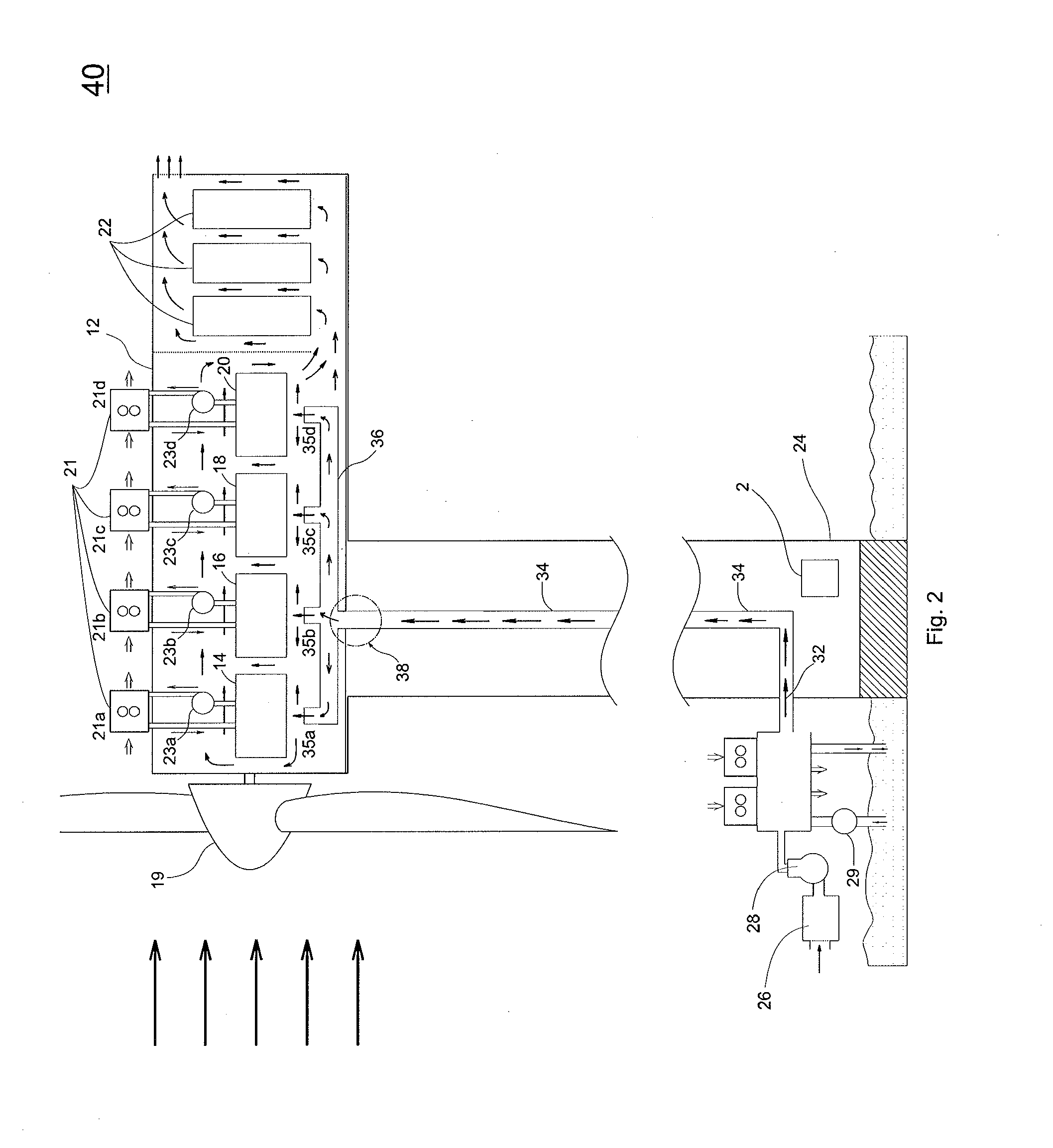 Cooling and climate control system and method for an offshore wind turbine