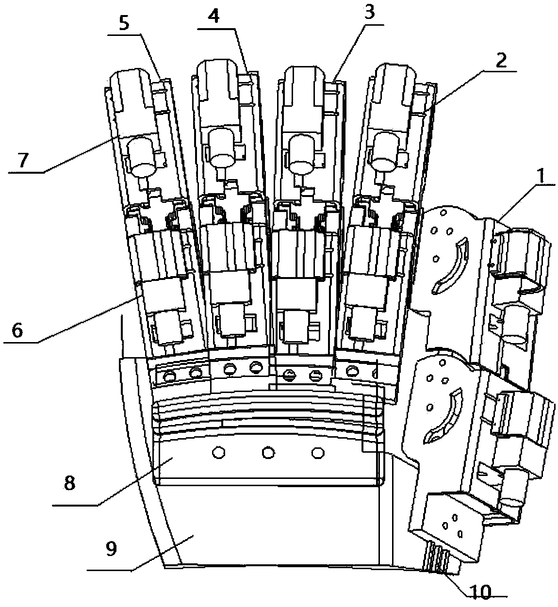 Rehabilitation mechanical hand with independently adjustable distances among fingers and detachable five fingers
