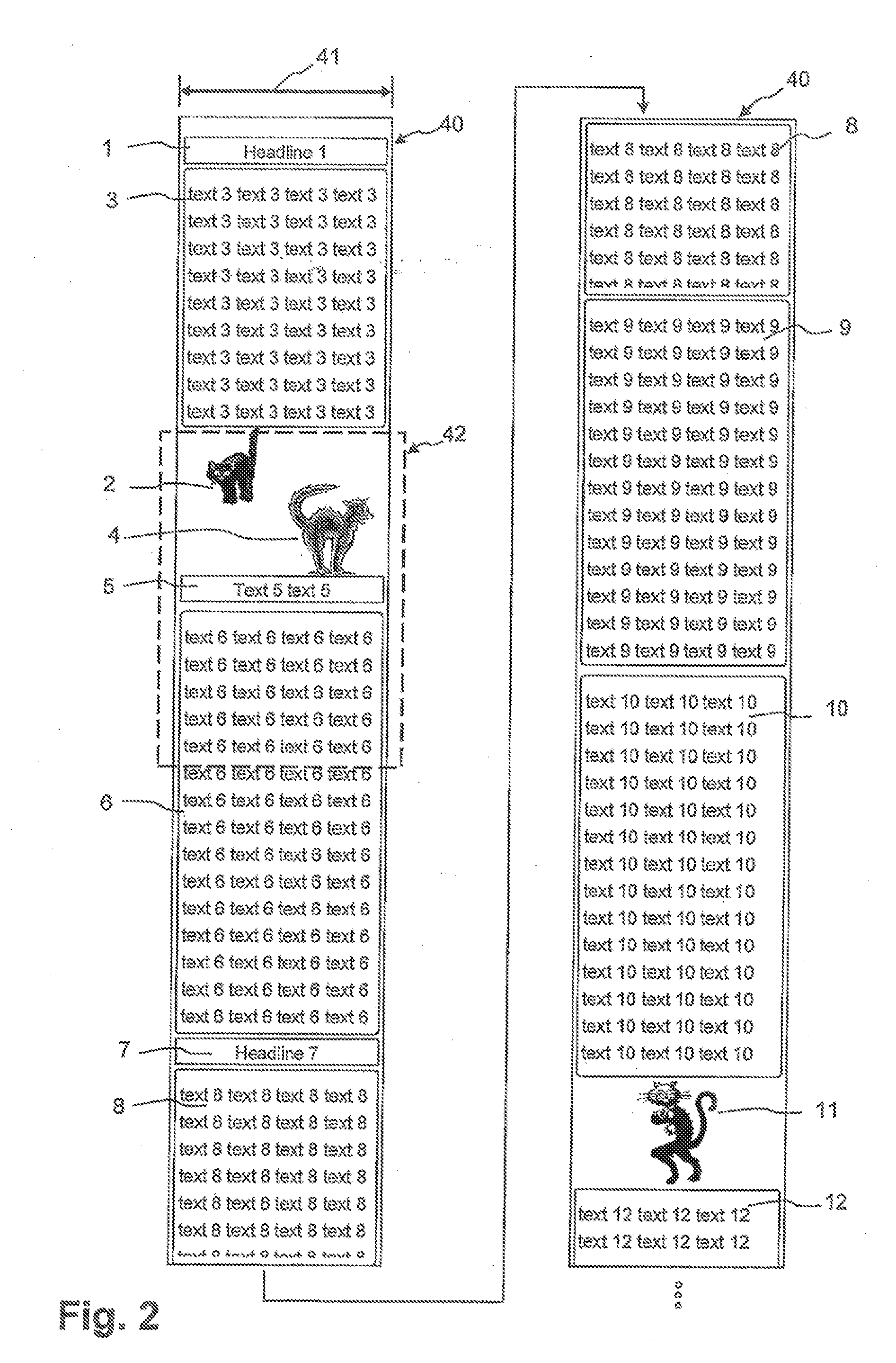 Conversion of a document of captured images into a format for optimized display on a mobile device