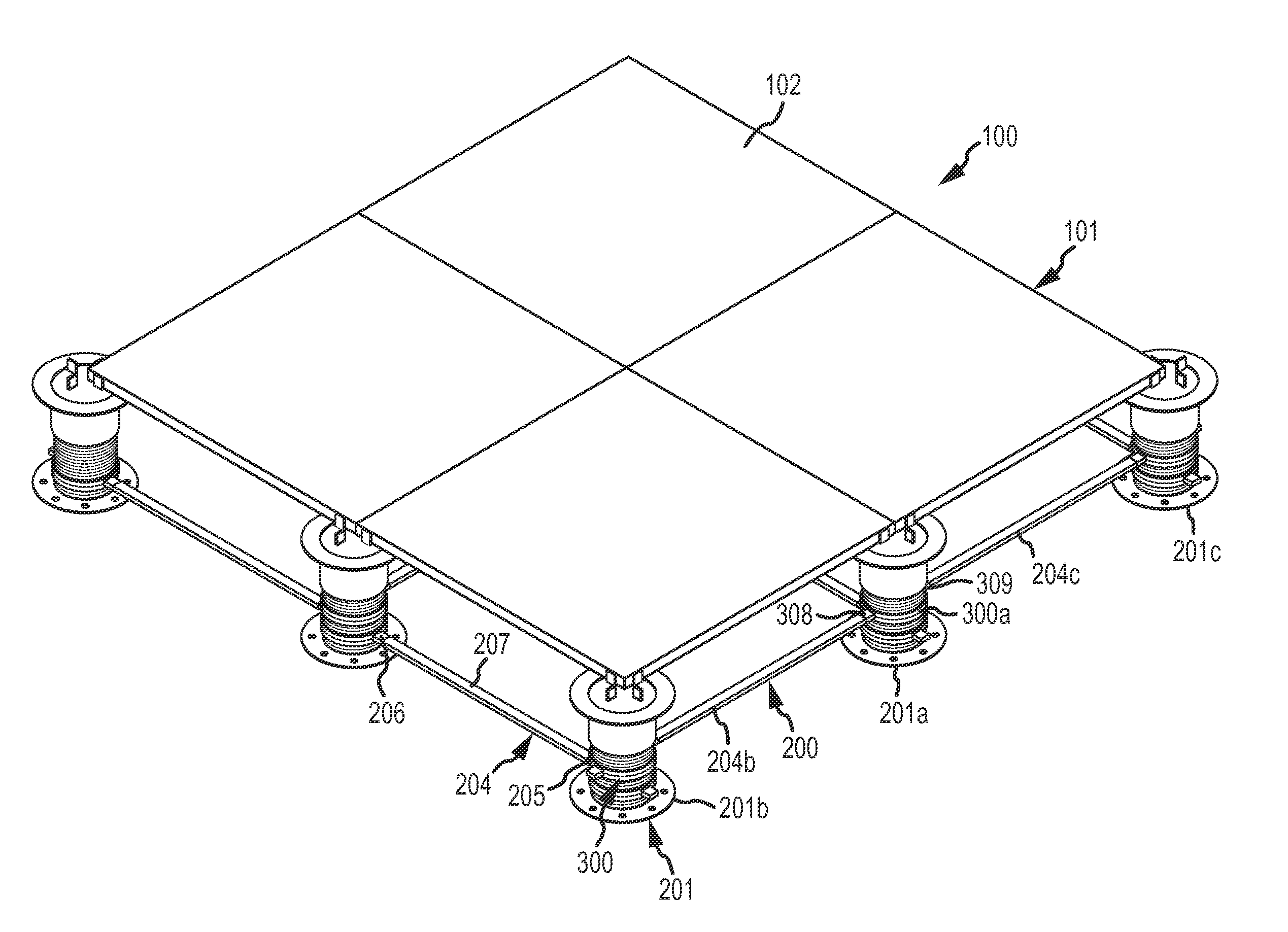 Stability bracing of a support structure for elevating a building surface