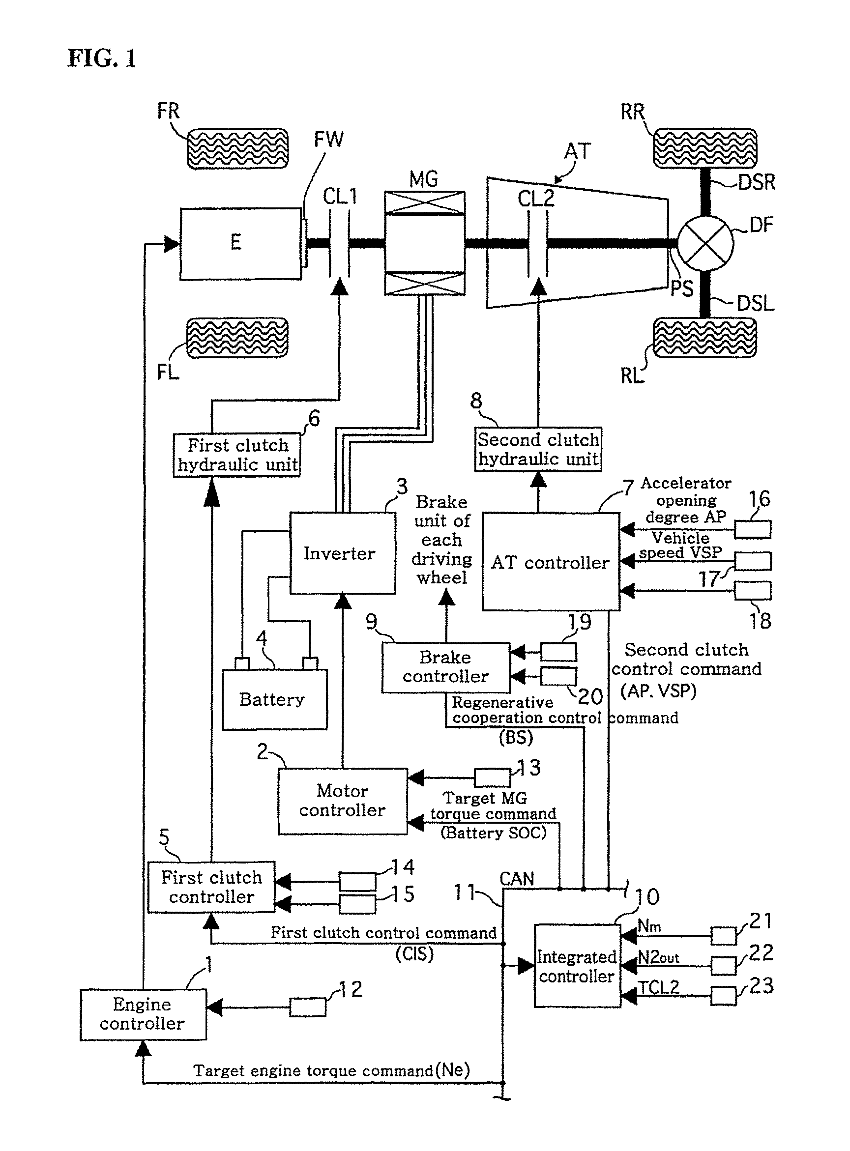 Control unit for controlling an engine stop of a hybrid vehicle
