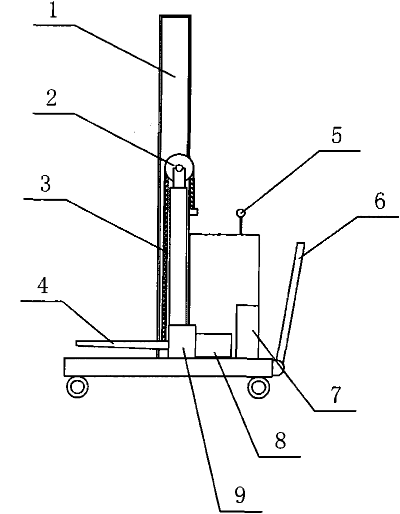 Fork lifting device and electric fork truck