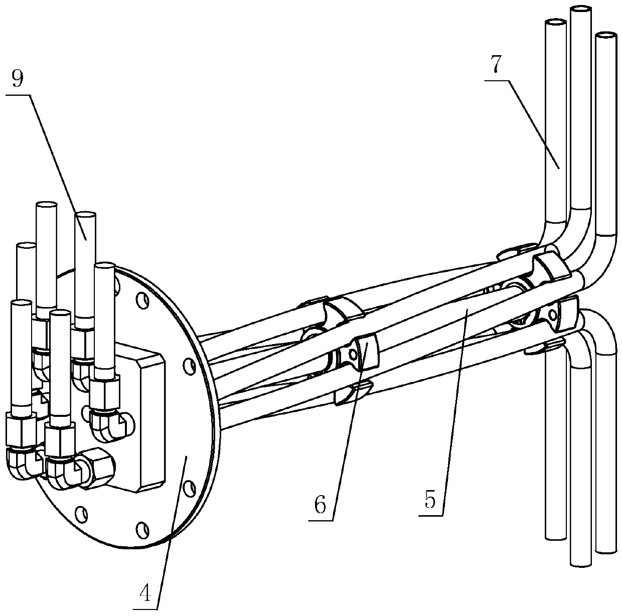 Turntable pipe damage prevention structure for multi-component injection molding machine