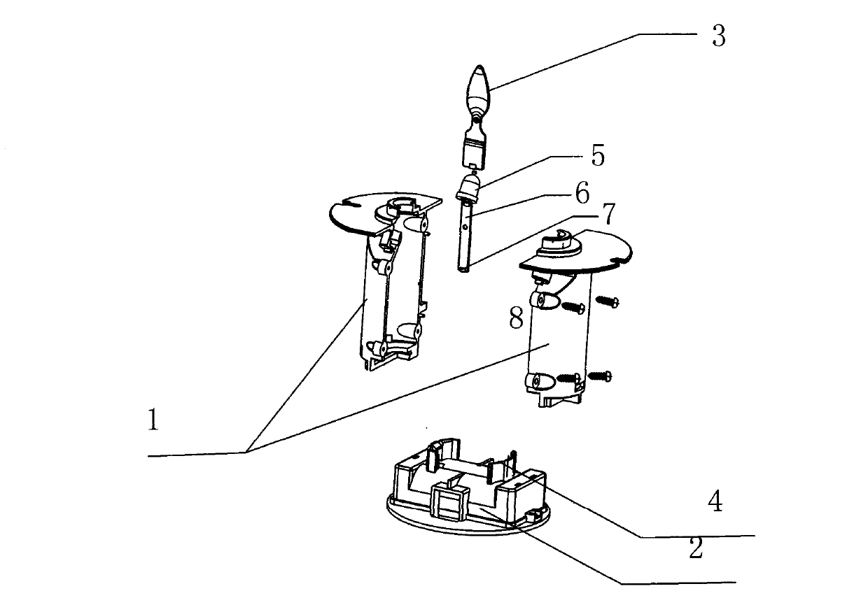 Novel simulation candlelight lamp by using lens principle and production process thereof