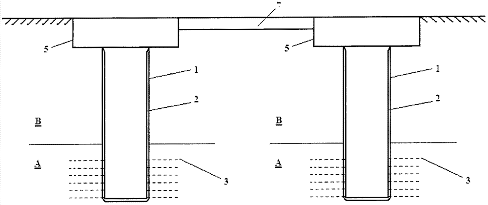 Recharge well used for soil water storage and conservation, underground building space structure, and construction method