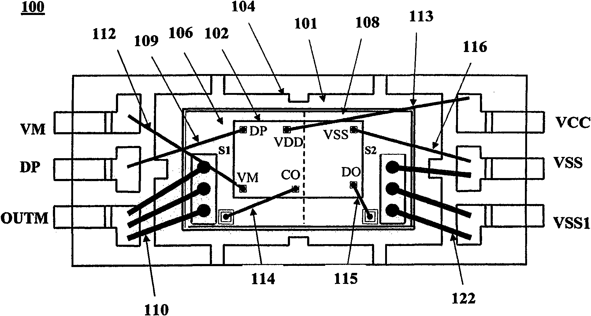 A semiconductor device package using discrete conductive layer to re-select bonding line path