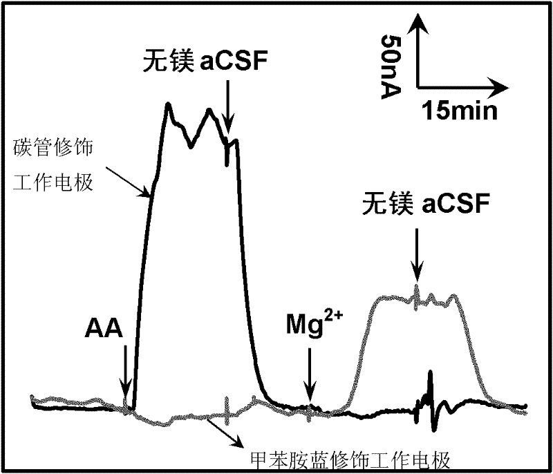 Micro-fluidic chip for in-vivo on-line simultaneous detection of ascorbic acid and magnesium ion and preparation method thereof