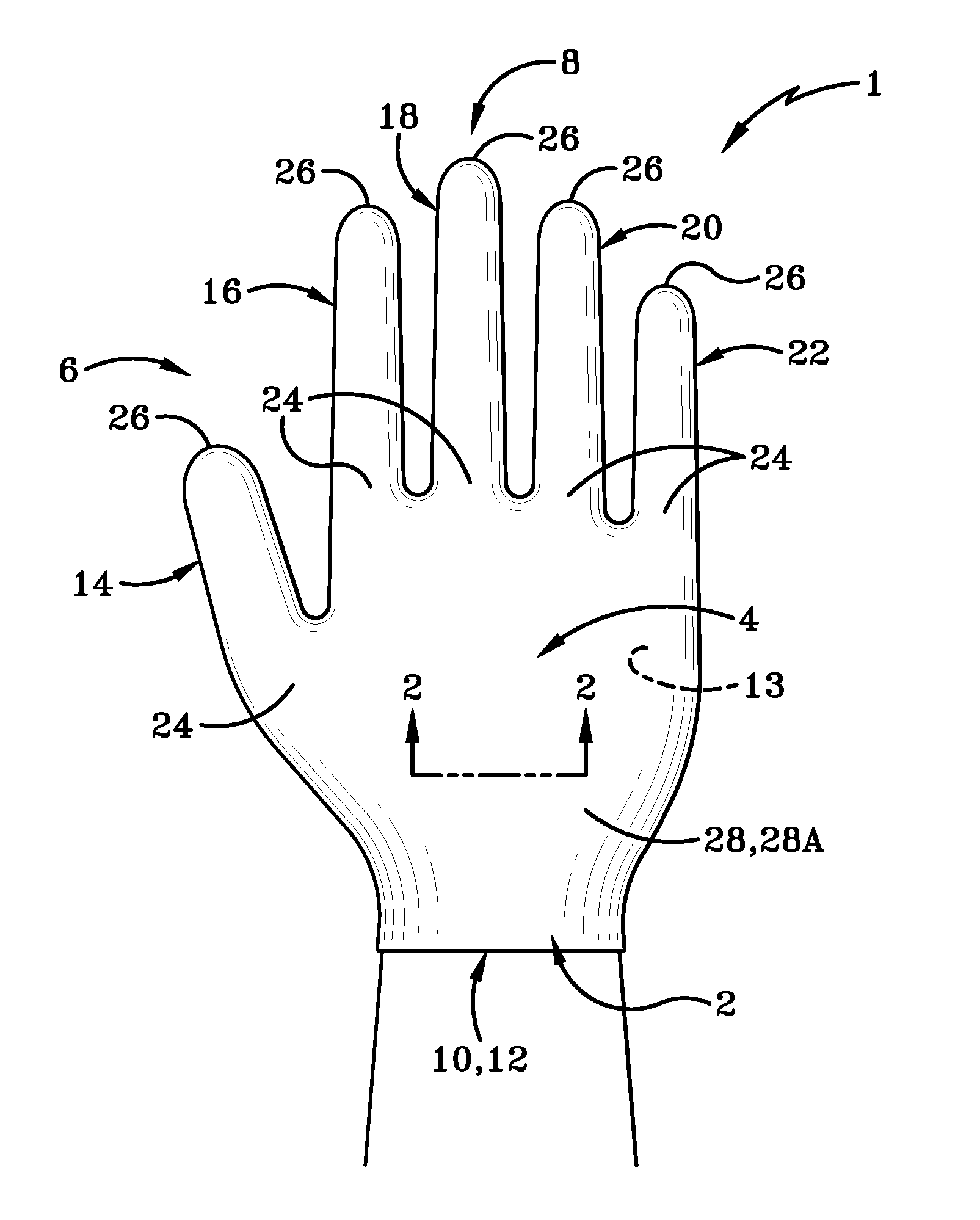 Medical glove for use when taking a pulse