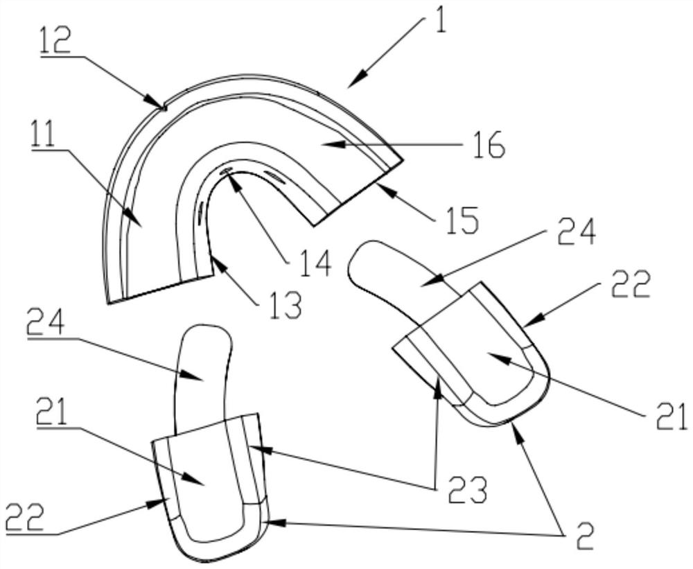 Induction appliance with adjustable rear end, correction set and correction system