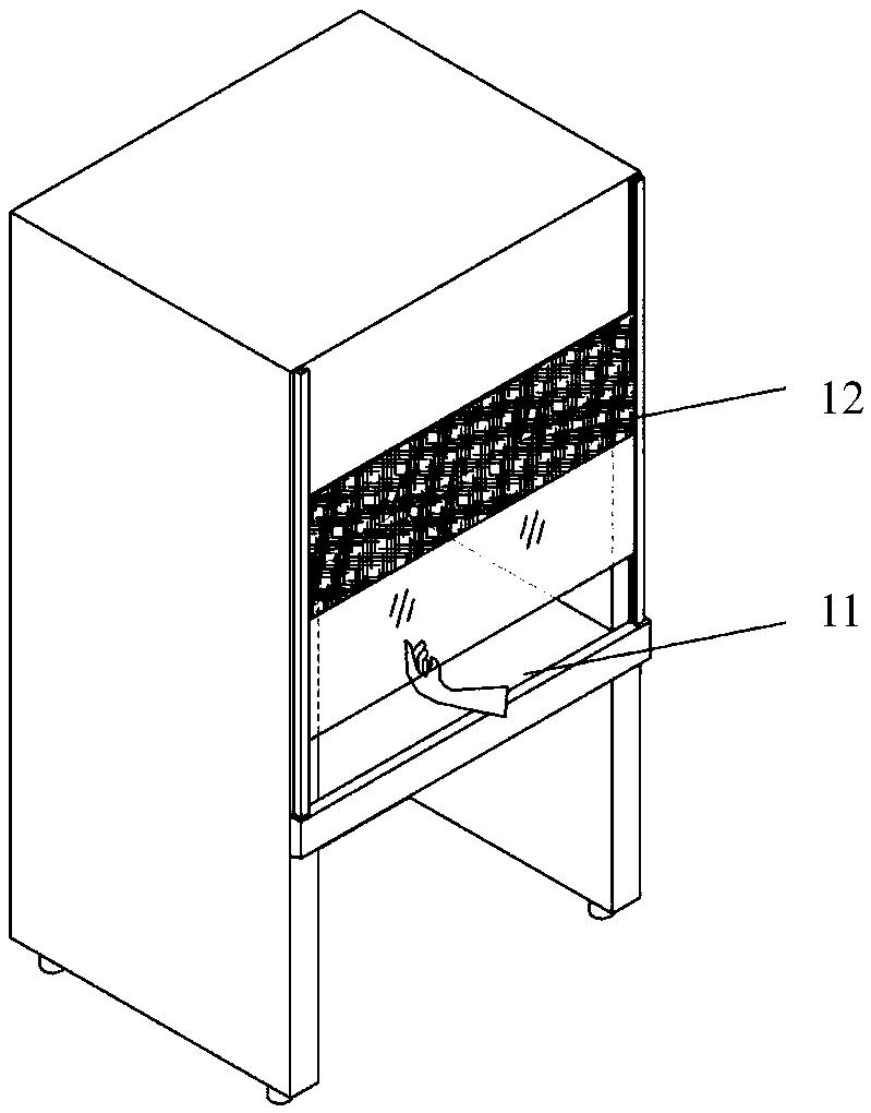 Cleaning device with full-width cleaning mobile window structure