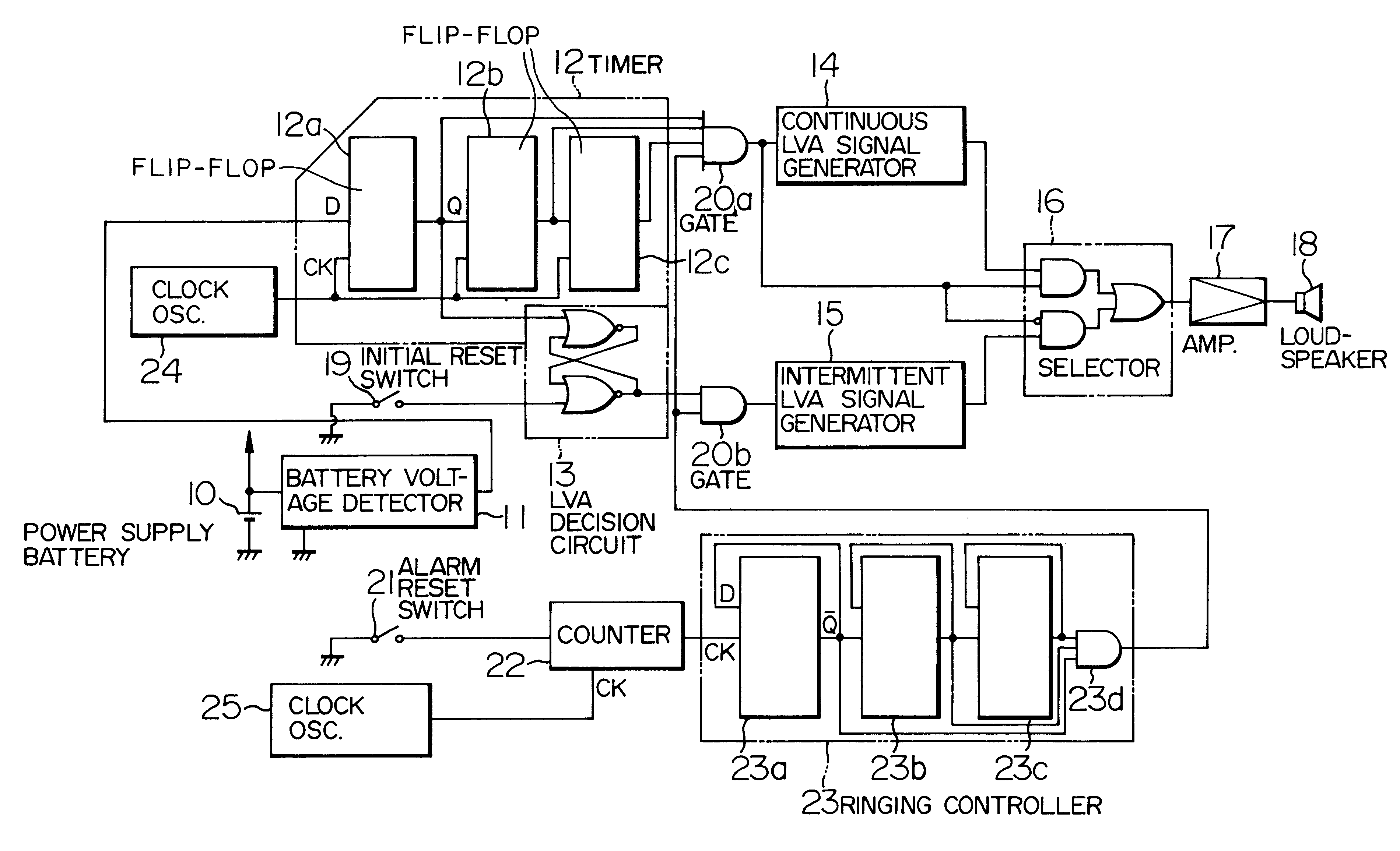 Battery voltage alarm apparatus