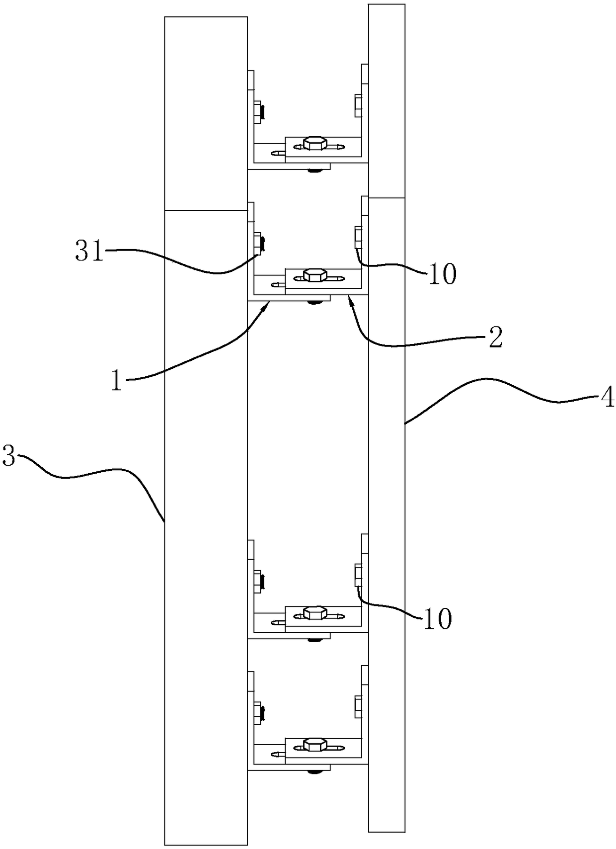 Outer wall plate connecting piece and construction method