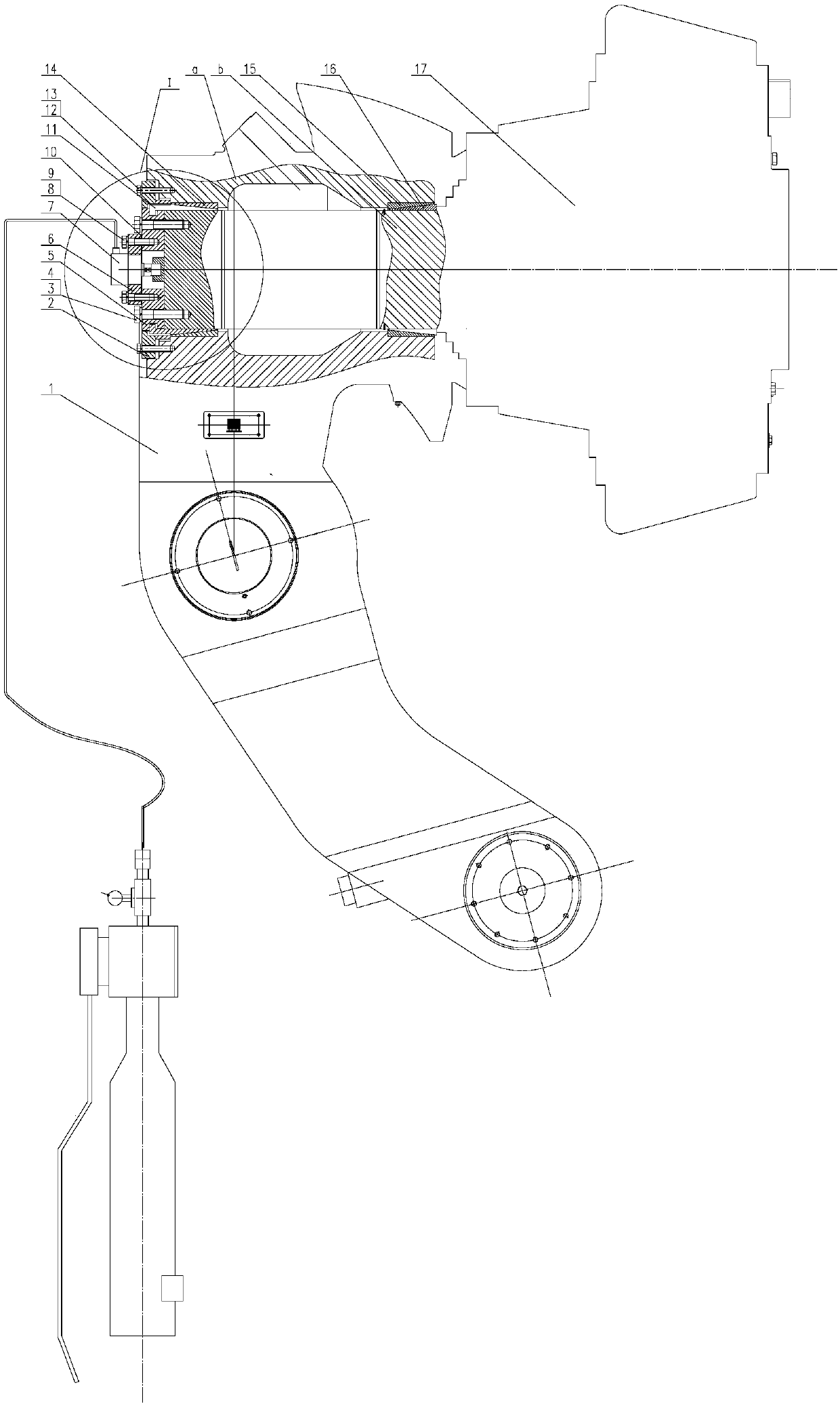 Self-locking fast expanding sleeve pull-out device for connection of rocker arm device and grinding roll device