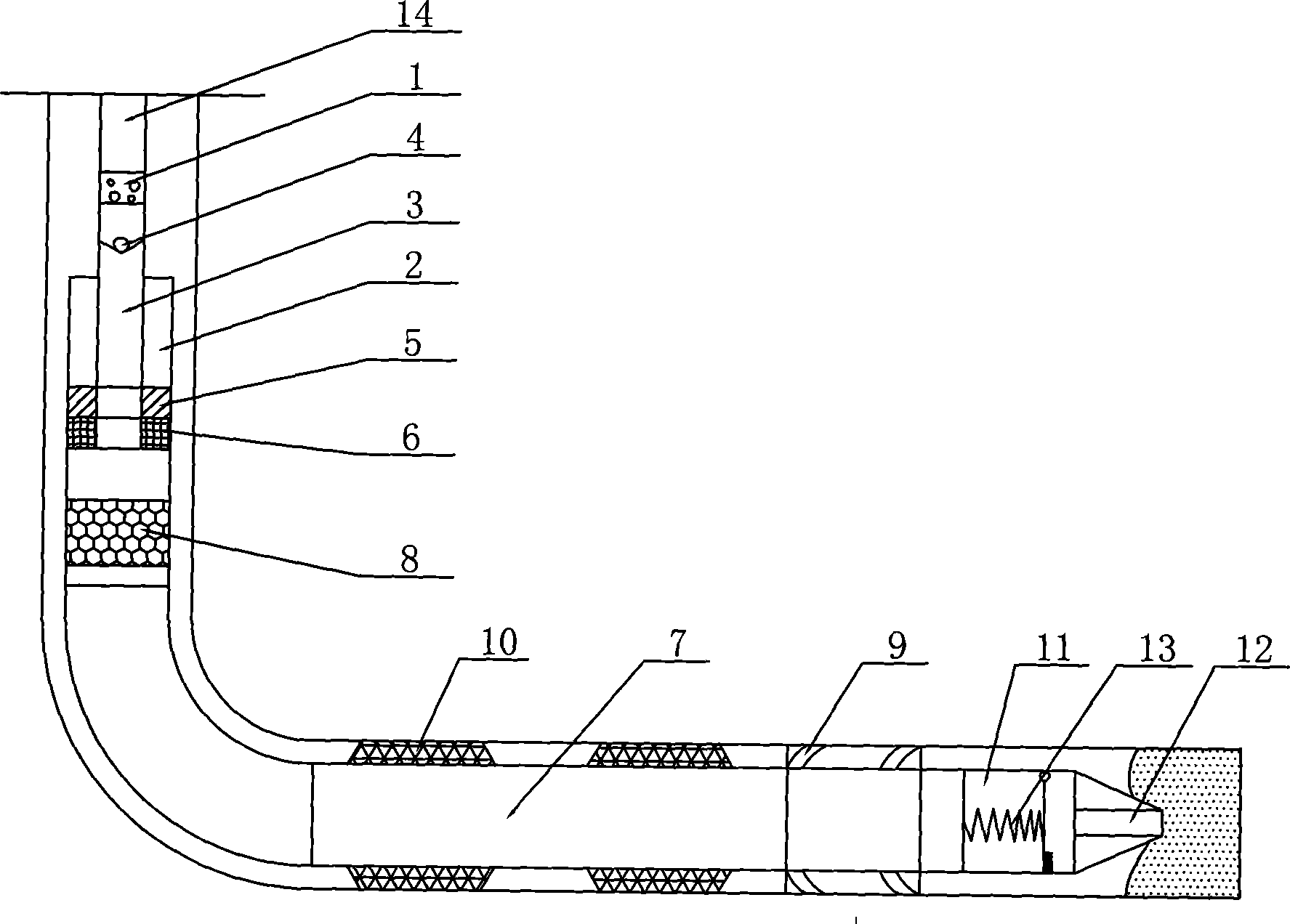 Horizontal oil well sand-pumping device as well as sand-pumping method thereof